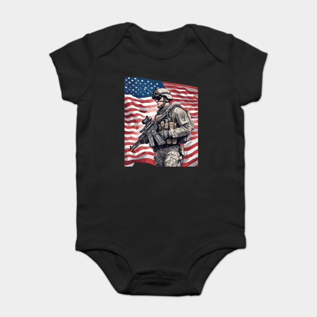 Armed Force Baby Bodysuit by animegirlnft